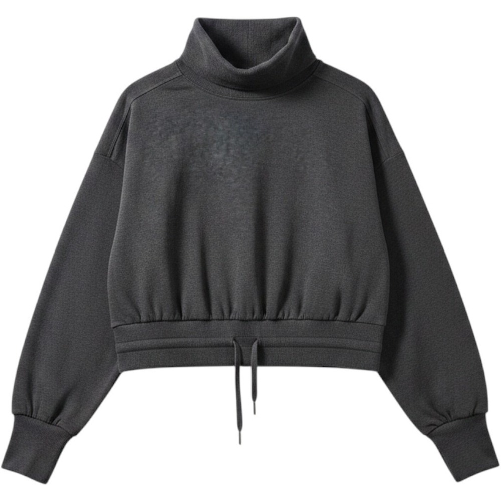 Sweaty Betty Sweatshirt Women 6 Gray Funnel Neck Cropped Drawstring Yoga Fitness